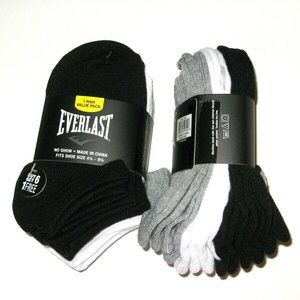 28 Pairs EVERLAST No Show Socks TODDLERS Shoe Size 4 1/2 -8 1/2 Black Gray White